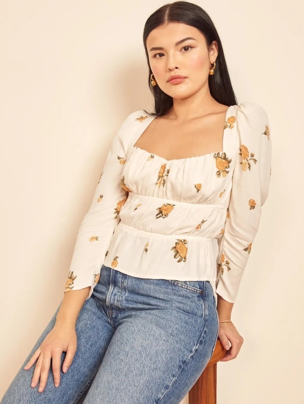 REFORMATION PLATH RUCHED TOP SMALL